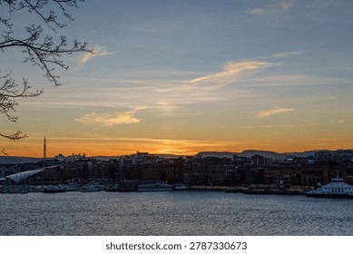 sundown in oslo at spring time