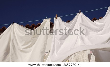 Sun-dried laundry dancing in silence