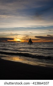 Sunfish Sailing At Sunset