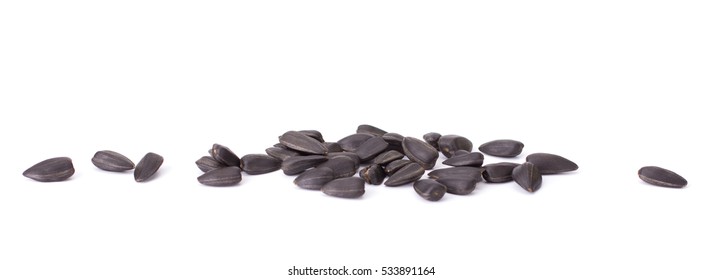 Sunflower Black Seeds Isolated On White Background