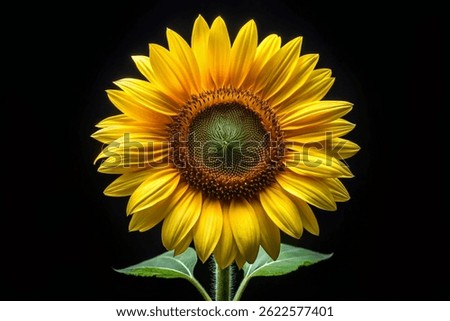 Sunflower isolated on black background