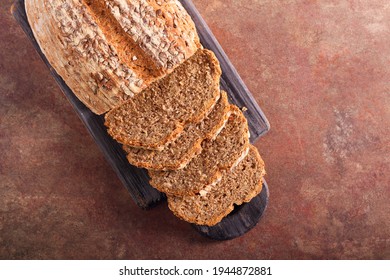 Sunflower Seed Bread, Sliced On Board