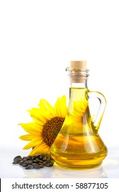 Sunflower Seed Oil Isolated On White Background