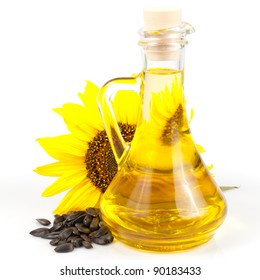 Sunflower Seed Oil Isolated On White Background