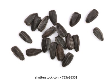 Sunflower seeds isolated on white background. Top view.