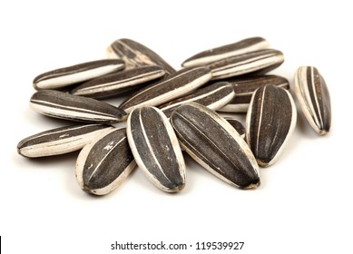 Sunflower Seeds On White Background