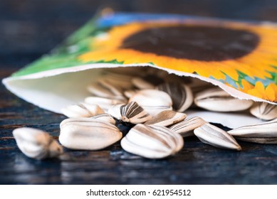 Sunflower Seeds Spilled From A Seed Packet