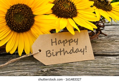 Sunflowers and birthday card/happy birthday/english