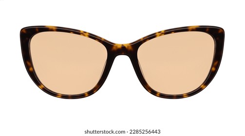 Sunglasses isolated on white background. Mockup sunglasses front view closeup design for applying on a portrait. Leopard glasses shape cat eye. Fashionable modern vintage accessory eyewear in retro - Powered by Shutterstock