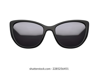 Sunglasses isolated on white background. Mockup sunglasses front view closeup design for applying on a portrait. Black glasses shape cat eye. Fashionable modern vintage accessory eyewear in retro - Powered by Shutterstock