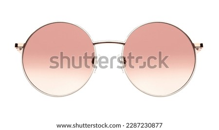 Sunglasses isolated on white background. Mockup sunglasses front view closeup design for applying on a portrait. Round shape