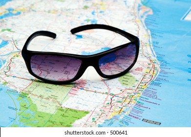 Sunglasses On Map Of Florida