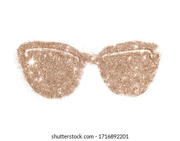 Sunglasses Of Rose Gold Glitter On White Background