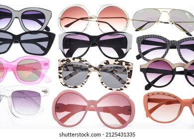 Sunglasses set  Collection different types sunglasses 

