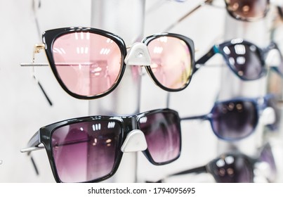 Sunglasses Sold In Optical Salon, Close Up, Sunglasses Collection