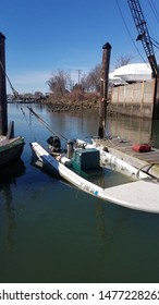 Sunken boat about to float