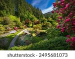 Sunken garden at Butchart Gardens in Victoria, Vancouver Island, British Columbia, Canada