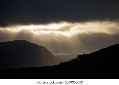 Sunlight Breaks Through The Clouds Above Loch Maree In Torridon In The Scottish Highlands