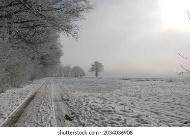Sunlight breaks through the clouds on a winter morning 