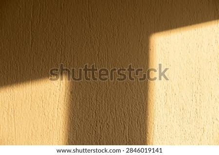 The sunlight is casting sharp shadows on a rugged wall, producing a textured and simplistic abstract backdrop with a soft glow