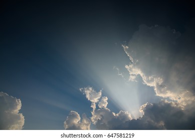 Sunlight and Dark ominous clouds. Dramatic sky