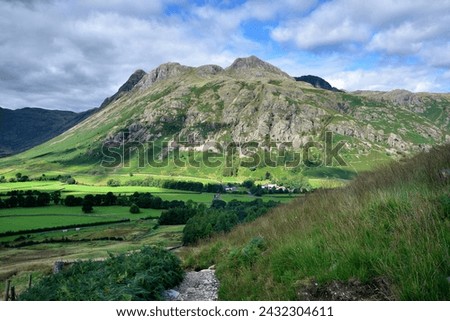 Sunlight on the Langdale Pikes and Valley