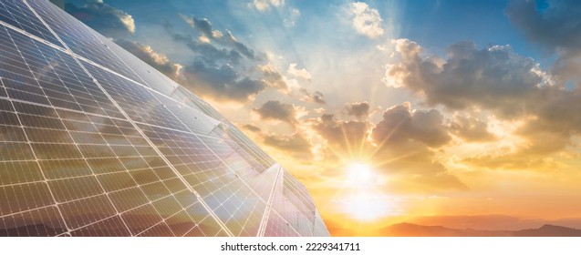 Sunlight over solar panel, Solar energy, Renewable energy concept.  - Shutterstock ID 2229341711