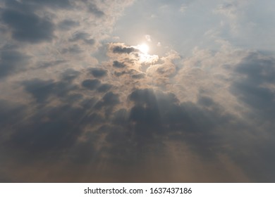 Sunlight shining through the clouds