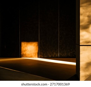 Sunlight streaming into the interior architectural space