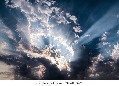 Sunlight streaming rays of light through the clouds called God's Light.