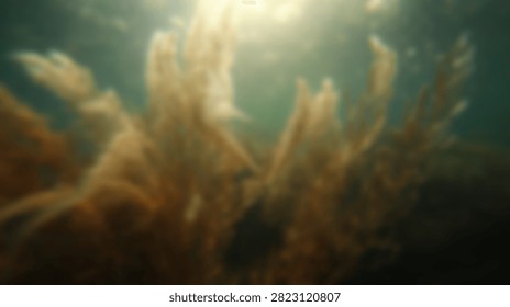 Sunlight streams through the ocean surface illuminating a vibrant underwater kelp forest ecosystem teeming with life.