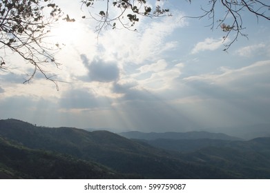 Sunlight through the clouds during the summer.