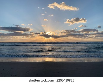 Sunlight Through Clouds Lennox Heads Surf Break Australia