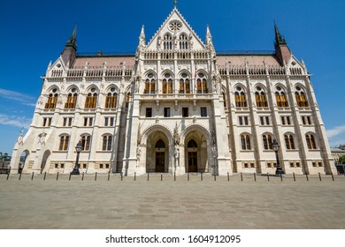 Sunlit Hungarian Parliament Building From The South, Budapest, Hungary