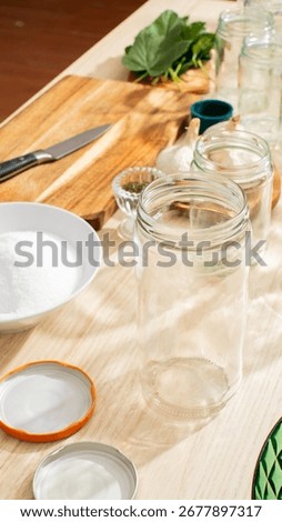 Sunlit pickle jars on rustic table evoke whimsical canning day, celebrating National Pickle Month and the art of fermentation