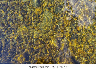 Sunlit Rocks Under Clear Water with Abstract Reflections - Powered by Shutterstock