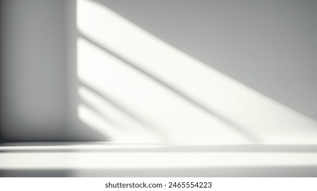 Sunlit White Empty Studio Space with Gentle Shadows From Window