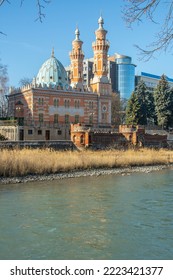 The Sunni Mosque or the Mukhtarov Mosque built in 1900 on the left bank of the Terek River by Azerbaijani oil industrialist and millionaire Murtuza Mukhtarov in Vladikavkaz, North Ossetia, Russia - Shutterstock ID 2223421377