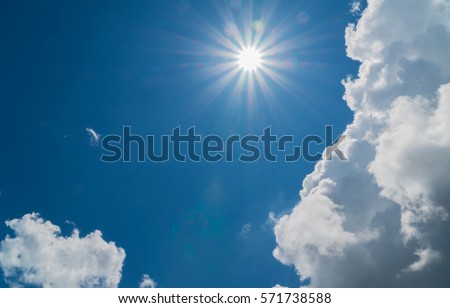 Sunny afternoon with beautiful sun and clouds at Cameron Highland, Malaysia.
