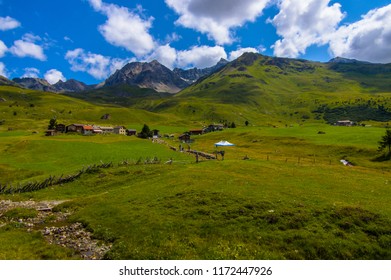 Sunny Day At Alp Flix In Swiss Albula Alps