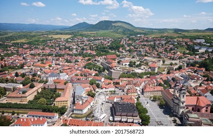 Sunny Day In Eger, Hungary. Drone Shot. Eger Castle. Eger Wine. Wine Tasting.