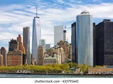 Sunny Day In New York. View Of Manhattan Skyline In NYC