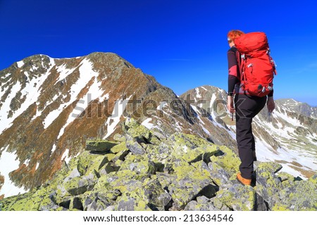 Similar – Hiker photographs the landscape