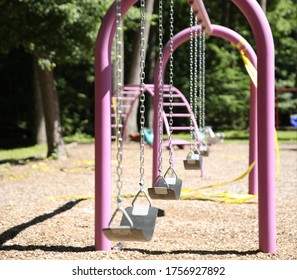 Sunny Day In A Park With Police Tape In Background