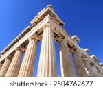 Sunny day at the Parthenon, located in the Acropolis (Athens, Greece)