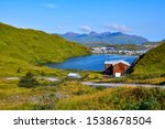 Sunny day view of Unalaska island in Alaska