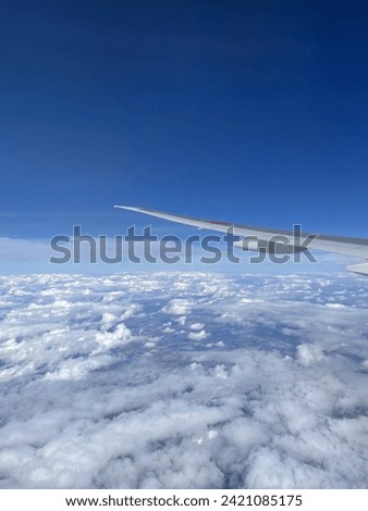 Sunny daytime wing view from ANA boeing 777-300ER