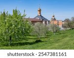 Sunny May day in St. Barsanuphius  Monastery. Pokrovskie Selishchi, Mordovia. Russia