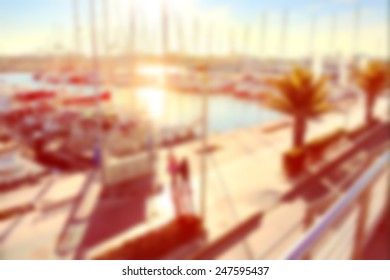 sunny port with boats - Shutterstock ID 247595437