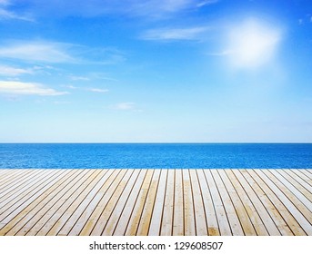 Sunny sea and wooden walkway - Powered by Shutterstock